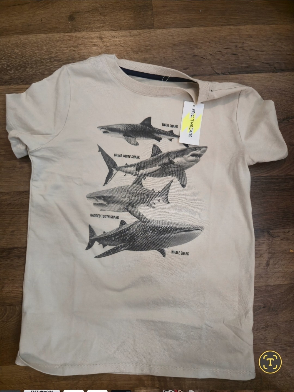 Epic Threads Cream Kids Shark Graphic Short Sleeve Tee